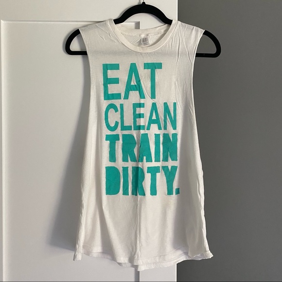 Corner Shop Tops - Corner Shop Eat Clean Train Dirty Tank Top White